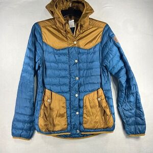 Cinch Women's Teal Brown Quilted Hooded Puffer Jacket Size S Lightweight Warm